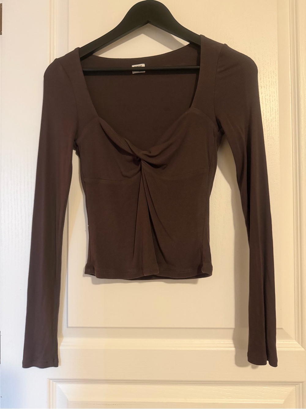 Sunday Best Brown Twist-Front Long Sleeve Top